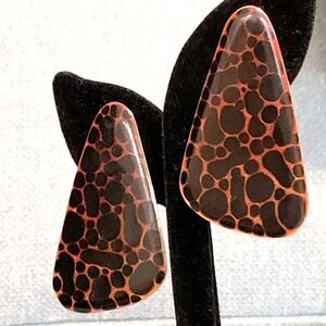 Animal Print Abstract Giraffe Pierced Earrings Enamel 80s Vintage 80s